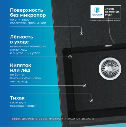 Мойка кухонная POLYGRAN GALS 620 (космос №316)